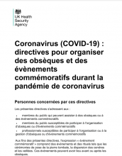 COVID-19: arranging or attending a funeral or commemorative event (French) [Updated 29th October 2021]